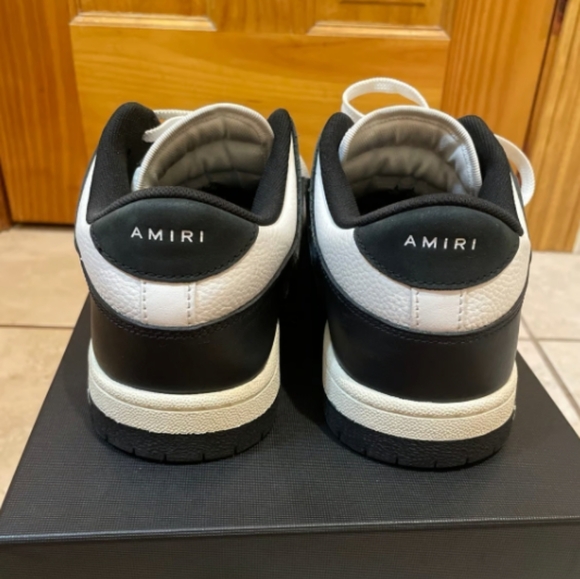 AMIRI Skel Skeleton Low-Top Leather Sneakers US 10 Mens Black and White Amiri - Picture 4 of 5